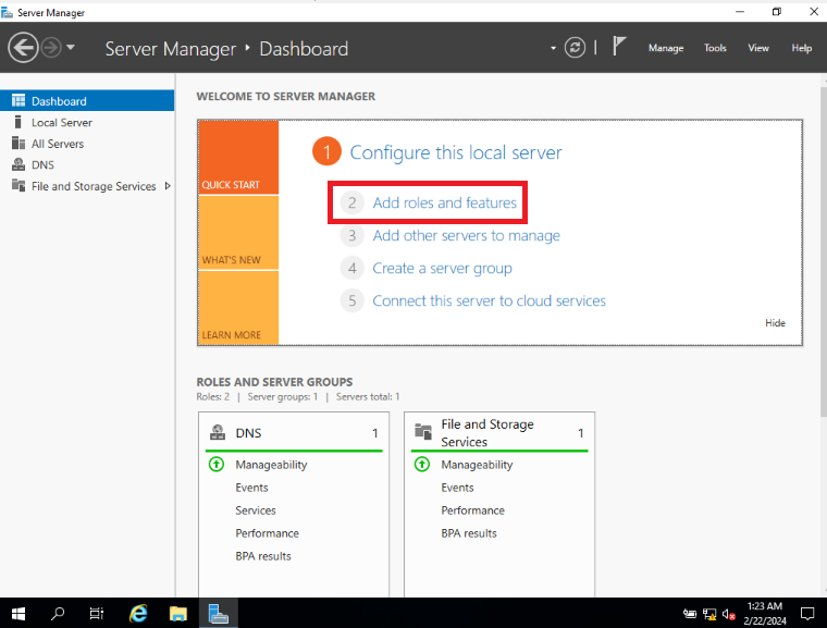Add roles and features